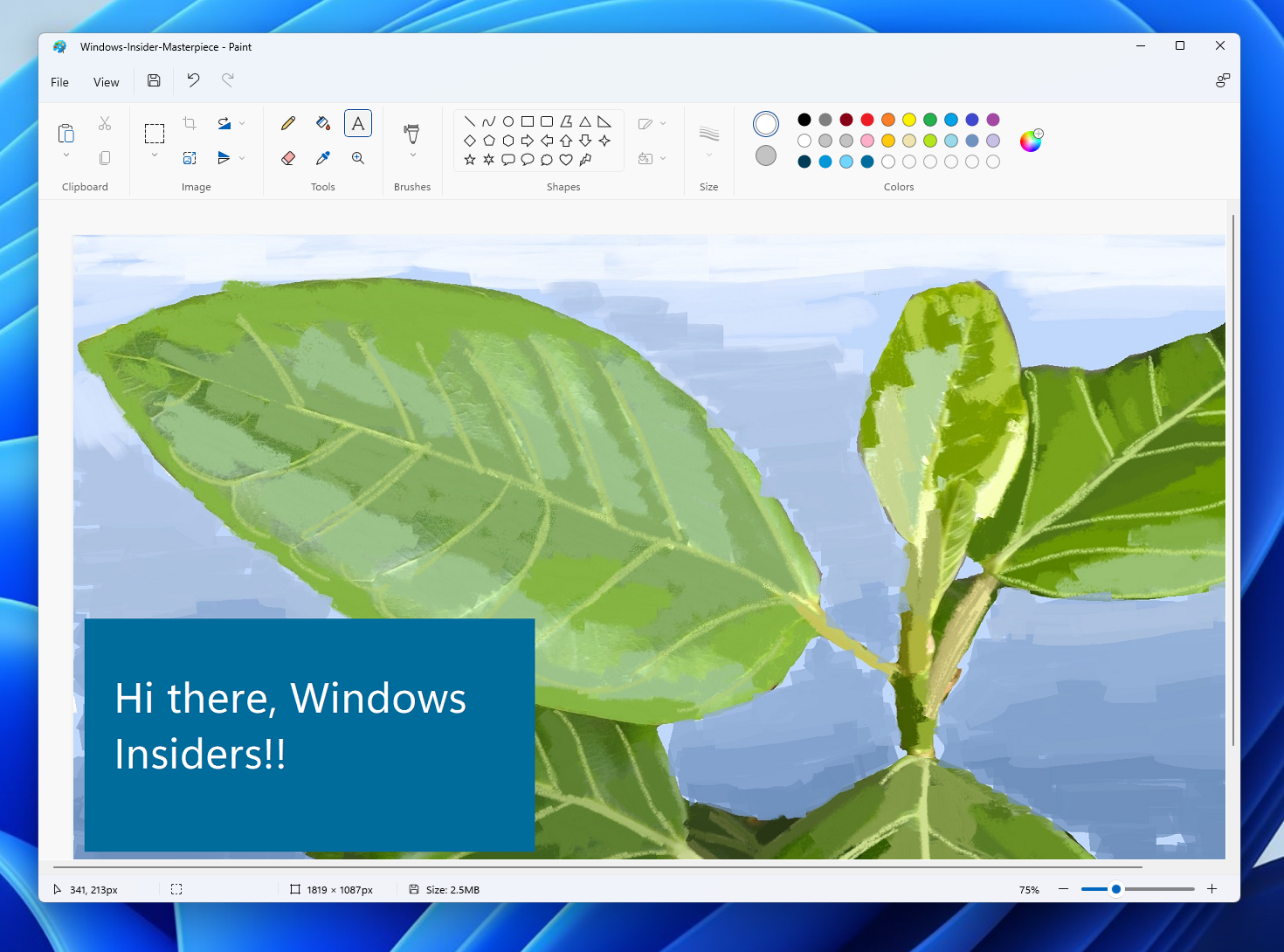 微软新Paint画图应用程序向Win11 Insid