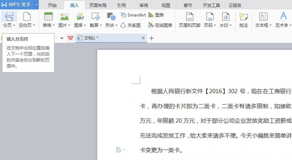 Wps文档显示分页符在哪里设置?