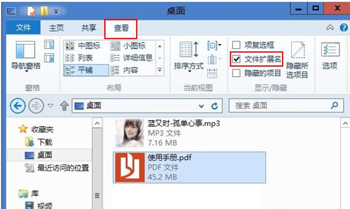 Win8如何隐藏文件扩展名?