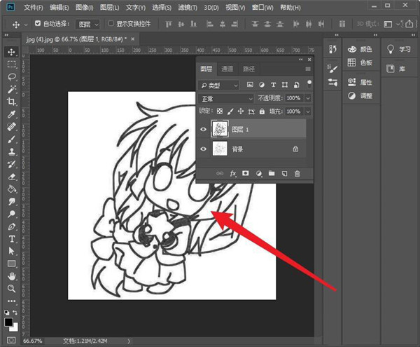怎么加粗线条ps原画线稿?