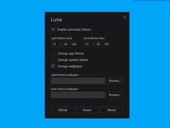 开源小工具Luna可令Win10自动切换暗黑模式、主题壁纸