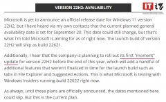 Win11 22H2正式版发布时间确定了！将在9月20日推送更新！