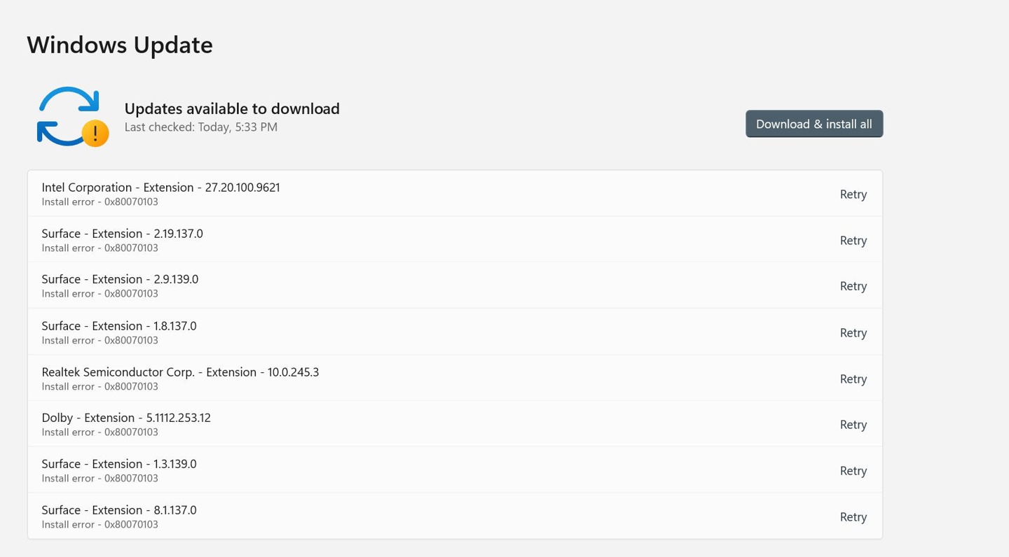 微软 2 月更新导致 Win11 22H2 出现 0x80070103 错误